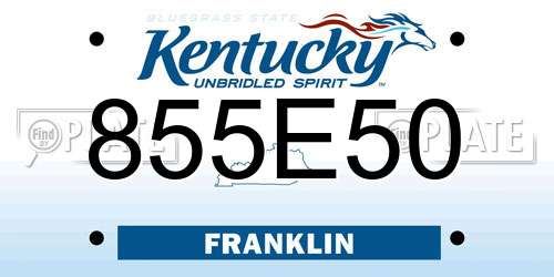855E50 Kentucky License Plate