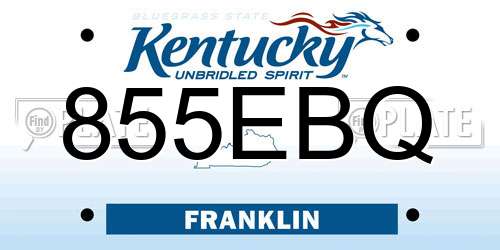 855EBQ Kentucky License Plate