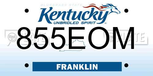 855EOM Kentucky License Plate