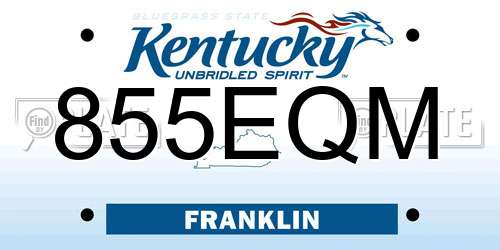 855EQM Kentucky License Plate