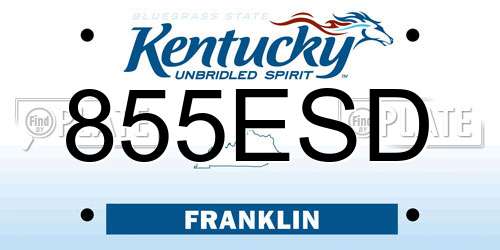 855ESD Kentucky License Plate