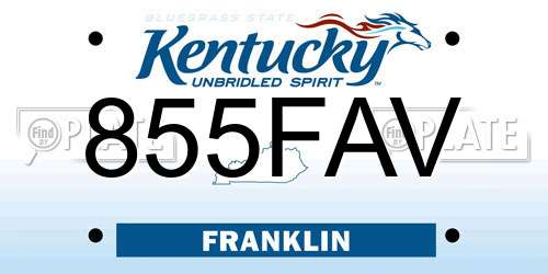 855FAV Kentucky License Plate