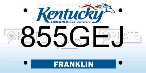 855GEJ Kentucky License Plate