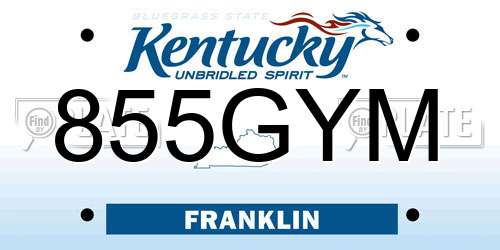 855GYM Kentucky License Plate
