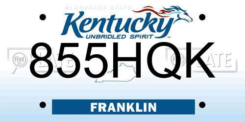 855HQK Kentucky License Plate