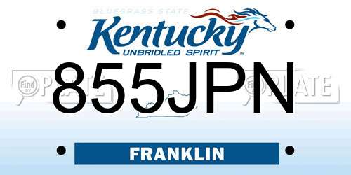 855JPN Kentucky License Plate