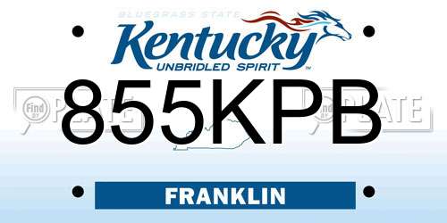 855KPB Kentucky License Plate