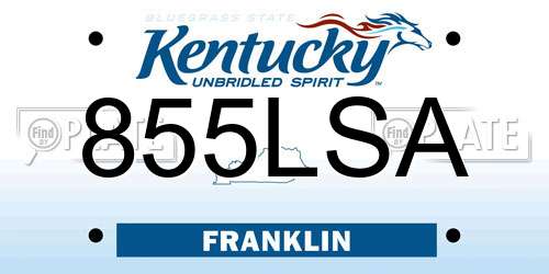 855LSA Kentucky License Plate