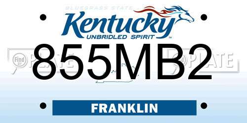 855MB2 Kentucky License Plate