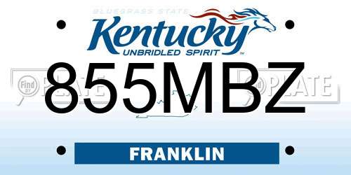 855MBZ Kentucky License Plate