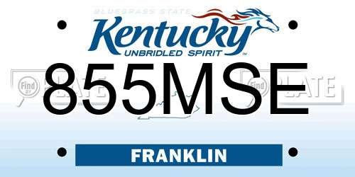 855MSE Kentucky License Plate