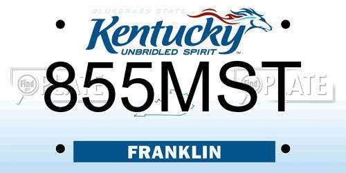 855MST Kentucky License Plate