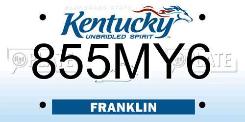855MY6 Kentucky License Plate