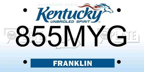 855MYG Kentucky License Plate