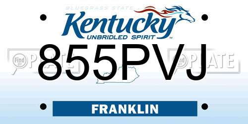 855PVJ Kentucky License Plate