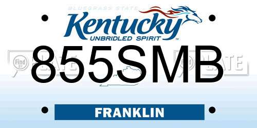 855SMB Kentucky License Plate