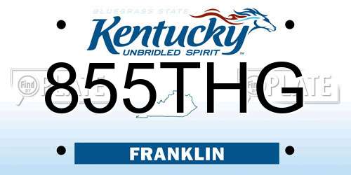 855THG Kentucky License Plate