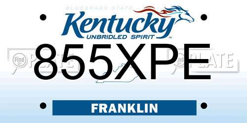 855XPE Kentucky License Plate
