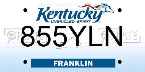 855YLN Kentucky License Plate