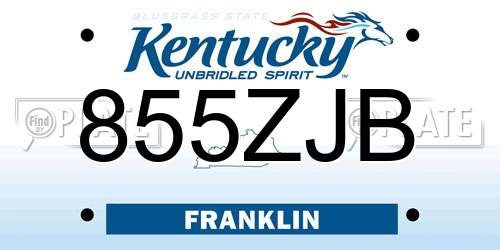 855ZJB Kentucky License Plate