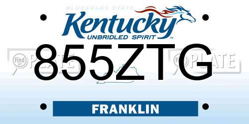 855ZTG Kentucky License Plate