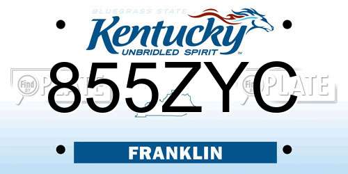 855ZYC Kentucky License Plate