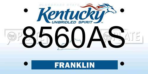8560AS Kentucky License Plate