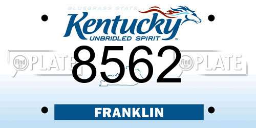 8562 Kentucky License Plate