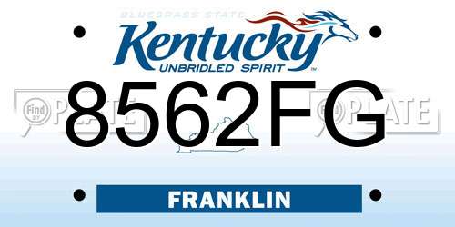 8562FG Kentucky License Plate