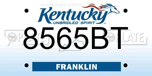 8565BT Kentucky License Plate