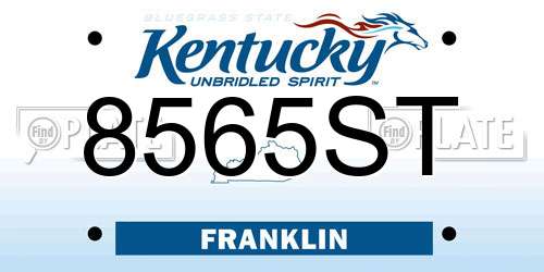 8565ST Kentucky License Plate