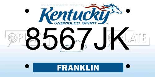 8567JK Kentucky License Plate