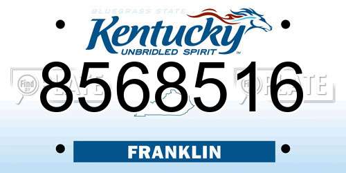 8568516 Kentucky License Plate