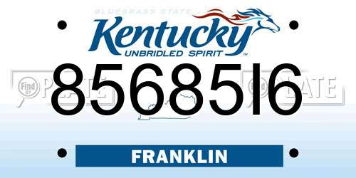 85685I6 Kentucky License Plate