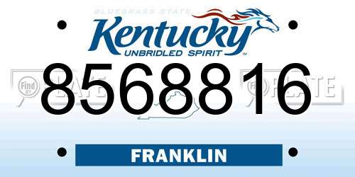 8568816 Kentucky License Plate