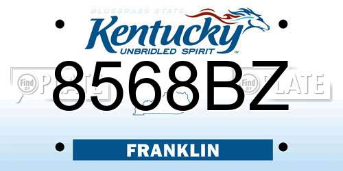 8568BZ Kentucky License Plate