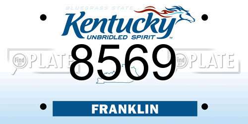 8569 Kentucky License Plate