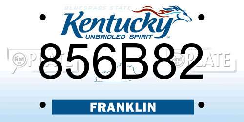 856B82 Kentucky License Plate