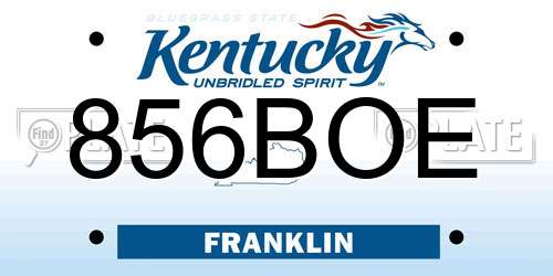 856BOE Kentucky License Plate