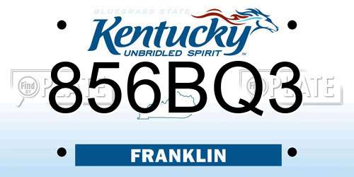 856BQ3 Kentucky License Plate