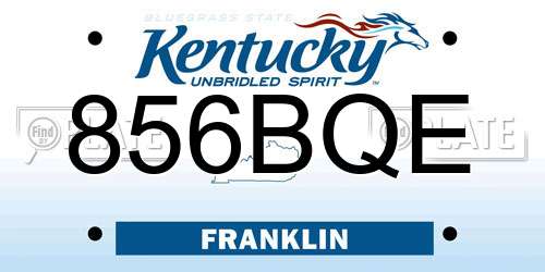 856BQE Kentucky License Plate