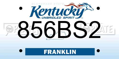 856BS2 Kentucky License Plate