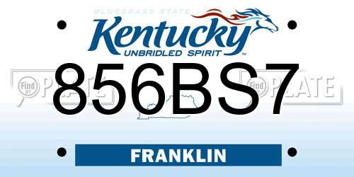 856BS7 Kentucky License Plate