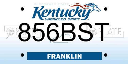 856BST Kentucky License Plate