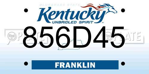 856D45 Kentucky License Plate