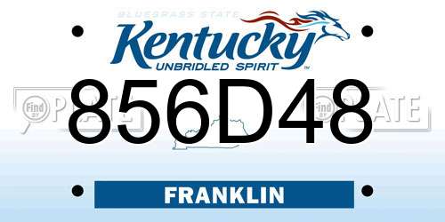 856D48 Kentucky License Plate