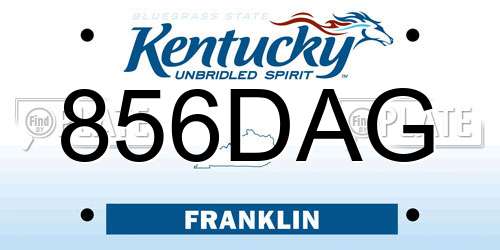 856DAG Kentucky License Plate