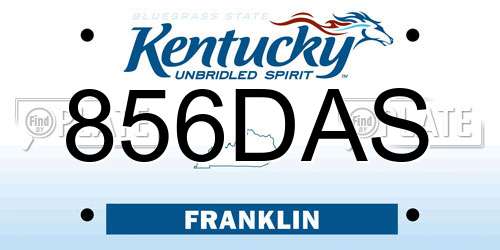 856DAS Kentucky License Plate