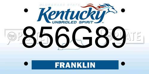 856G89 Kentucky License Plate