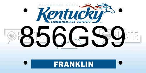 856GS9 Kentucky License Plate